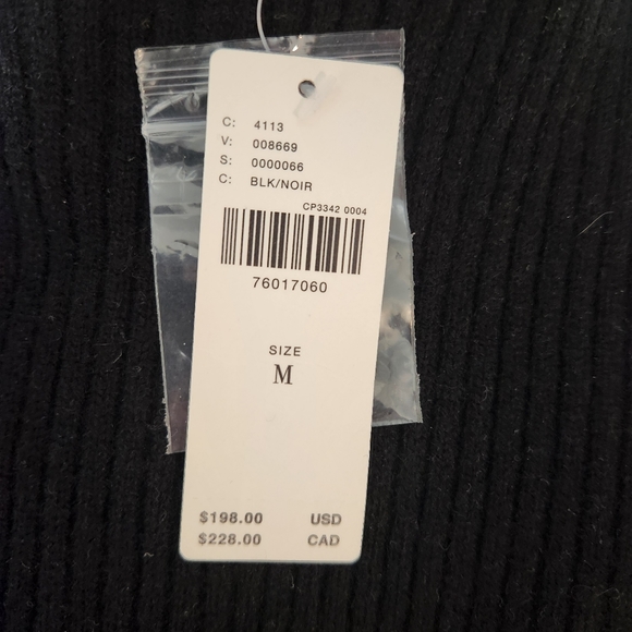 Wide Neck Ribbed Black Cashmere Crop Sweater, Size M, Anthropologie - Picture 8 of 8